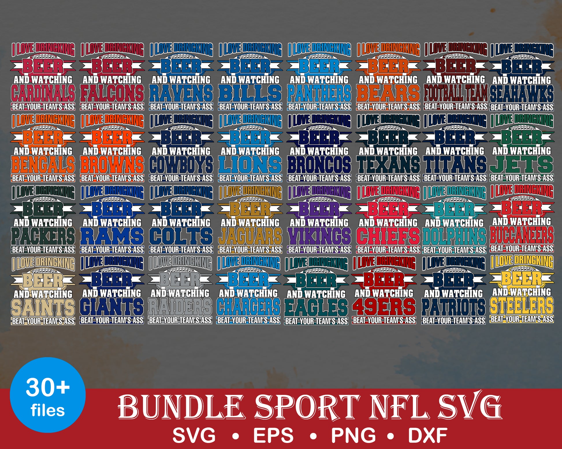 I love dringking beer logo nfl bundle svg, nfl football team logo​ svg