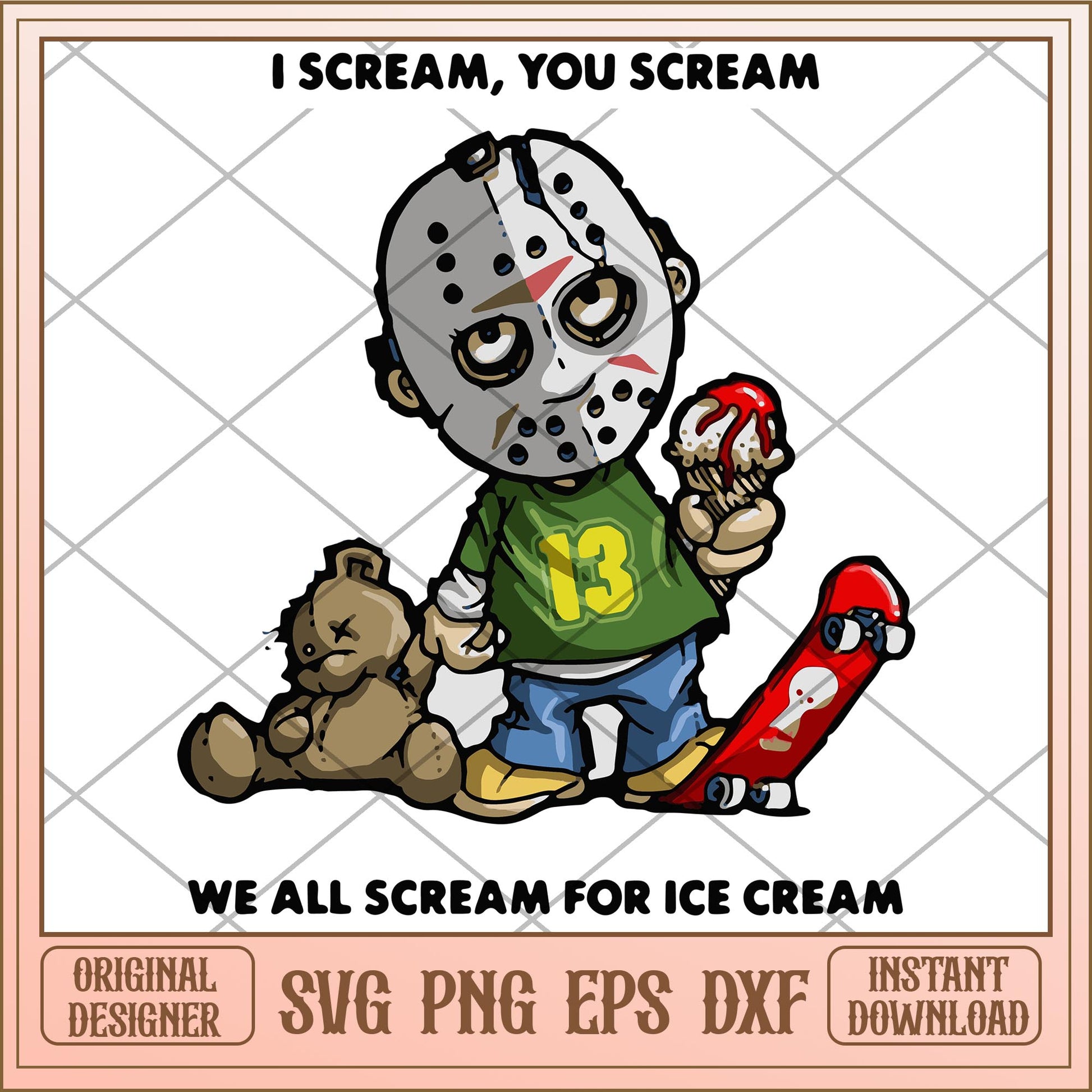 I Scream You Scream We All Scream For Ice Cream svg, Horror characters svg, digital download