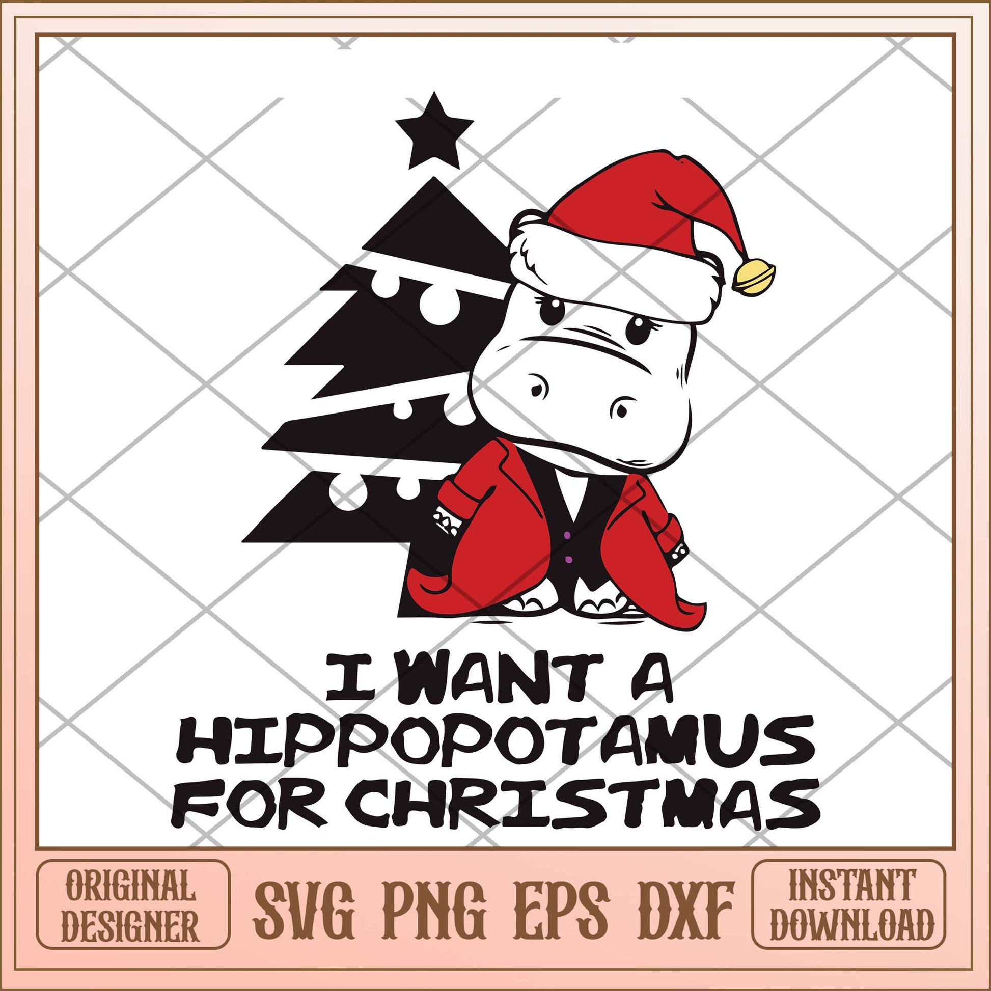 I want a hippopotamus for Christmas svg, Christmas hippo svg bundle