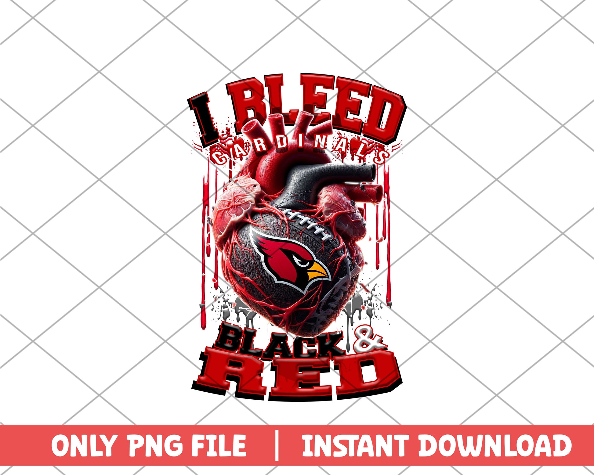 I bleed cardinals black & red png, Arizona Cardinals png