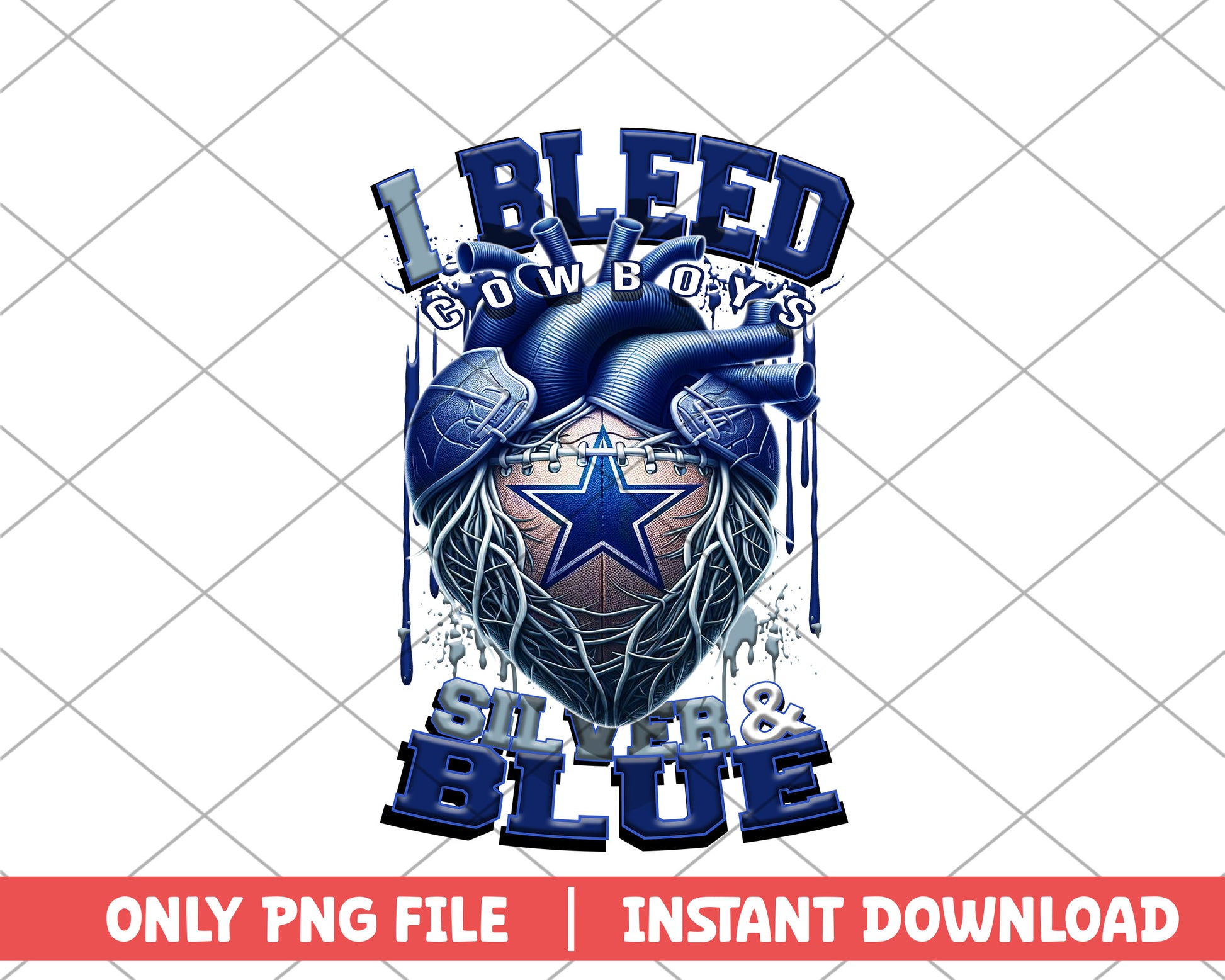 I bleed cowboys sliver & blue png, Dallas Cowboys png