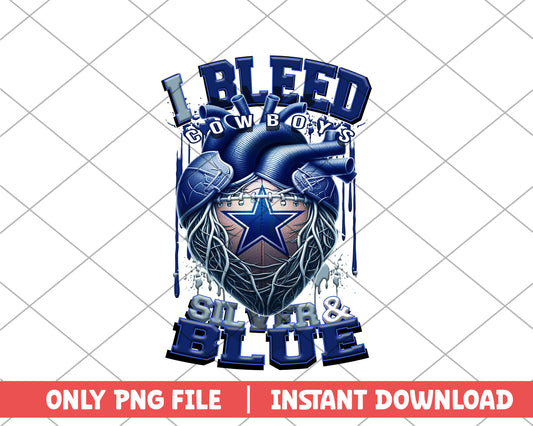 I bleed cowboys sliver & blue png, Dallas Cowboys png