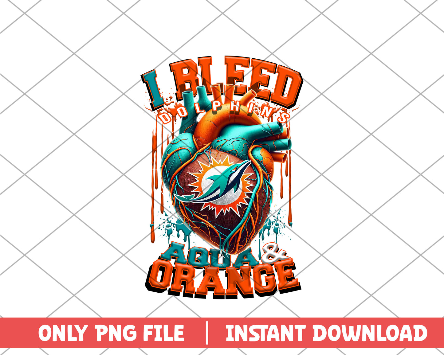 I bleed dolphins aqua & orange png, Miami Dolphins png 