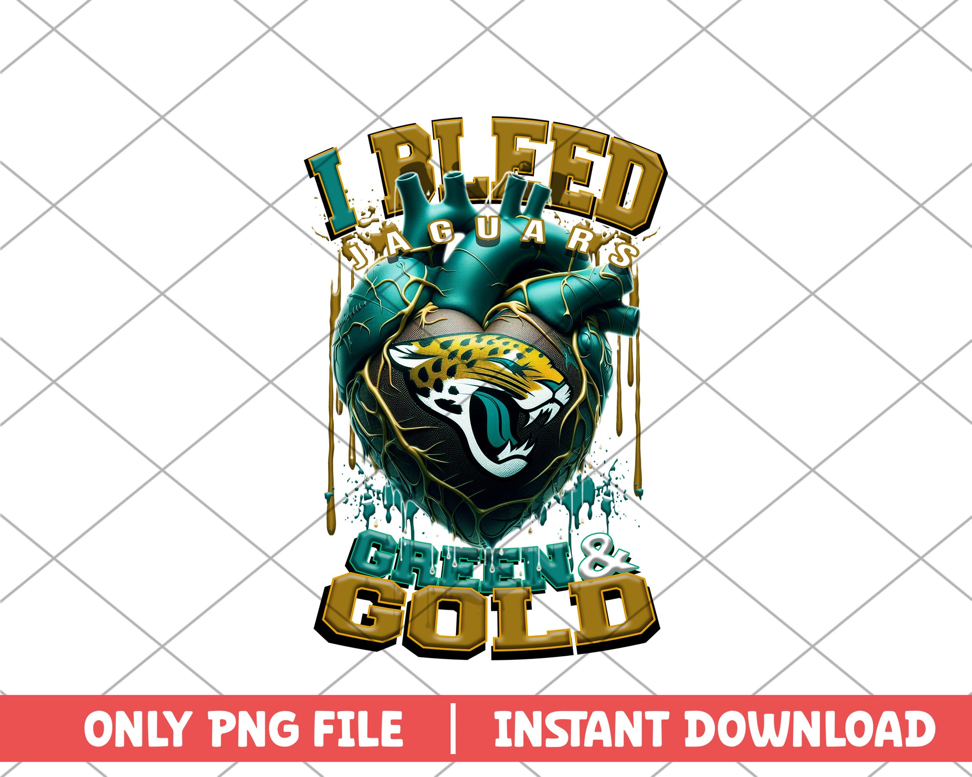 I bleed jaguars green & gold png, Jacksonville Jaguars png