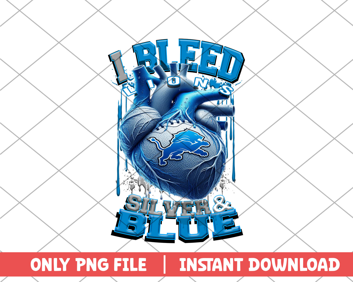 I bleed lions silver & blue png, Detroit Lions png