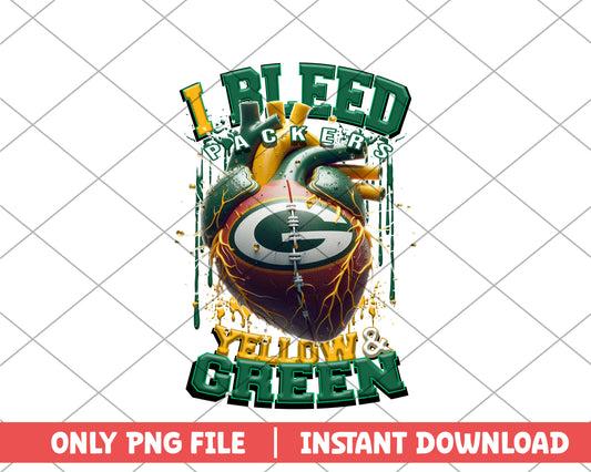 I bleed packers yellow & green png, Green Bay Packers png