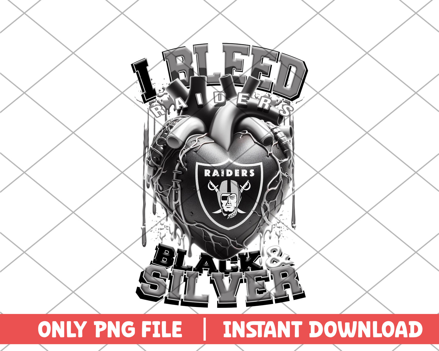 I bleed raiders black & silver png, Las Vegas Raiders png