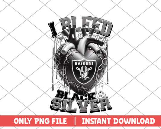 I bleed raiders black & silver png, Las Vegas Raiders png