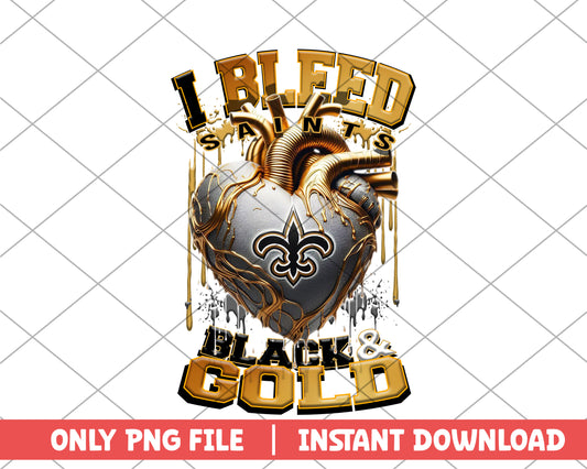 I bleed sants black & gold png, New Orleans Saints png