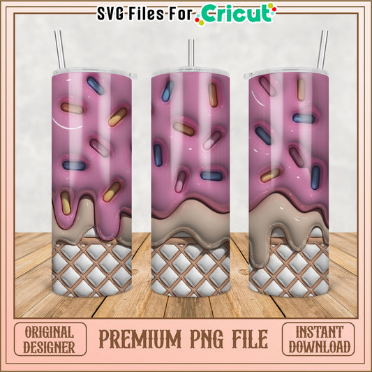 Ice Cream Cone Tumbler PNG Design