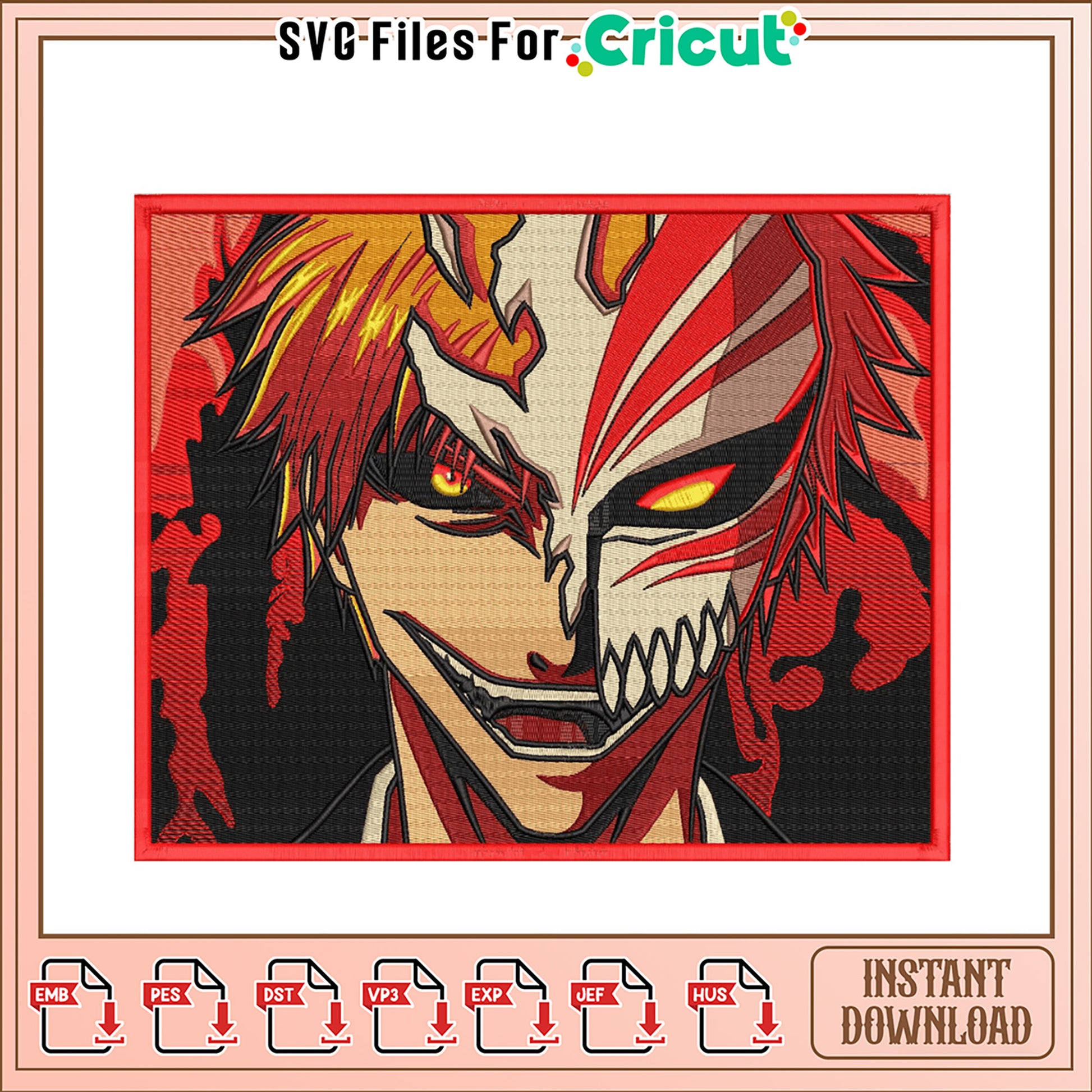 Ichigo Hollow Mask Embroidery Design