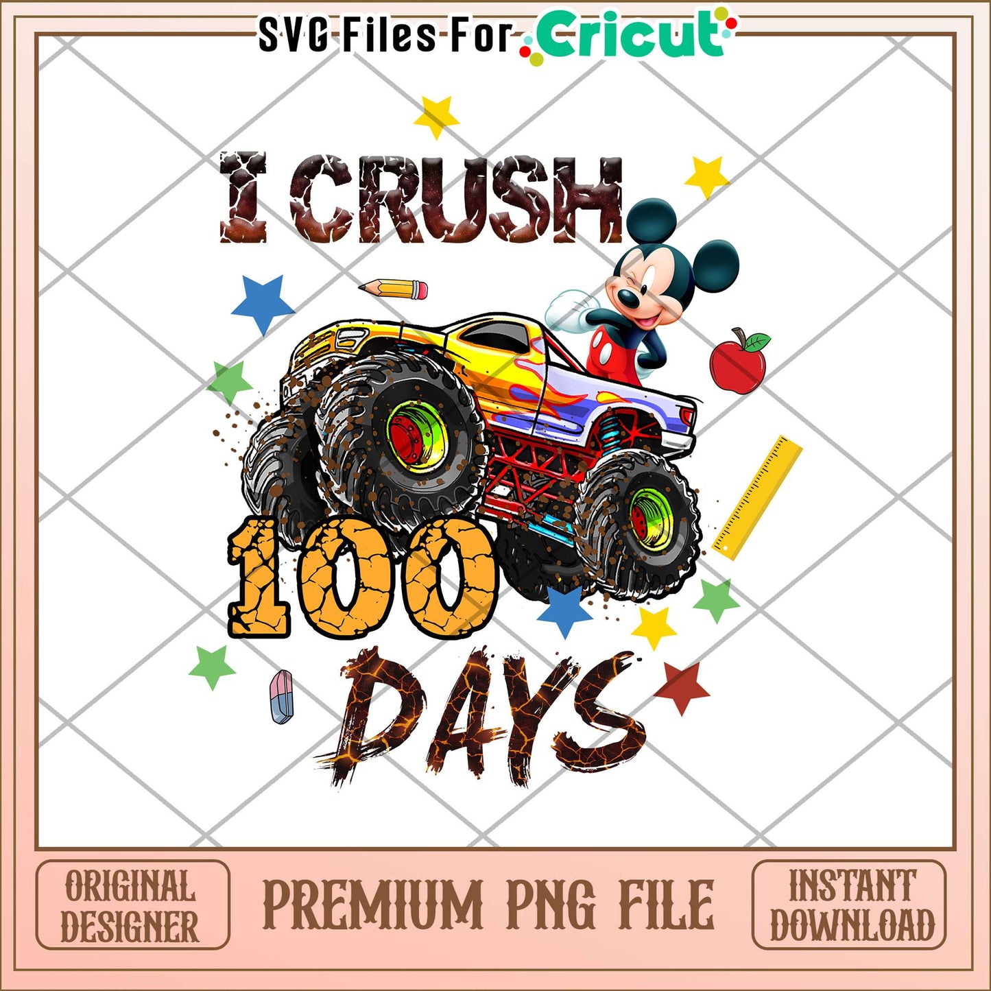 I crush 100 days png, mickey character png, mickey school png