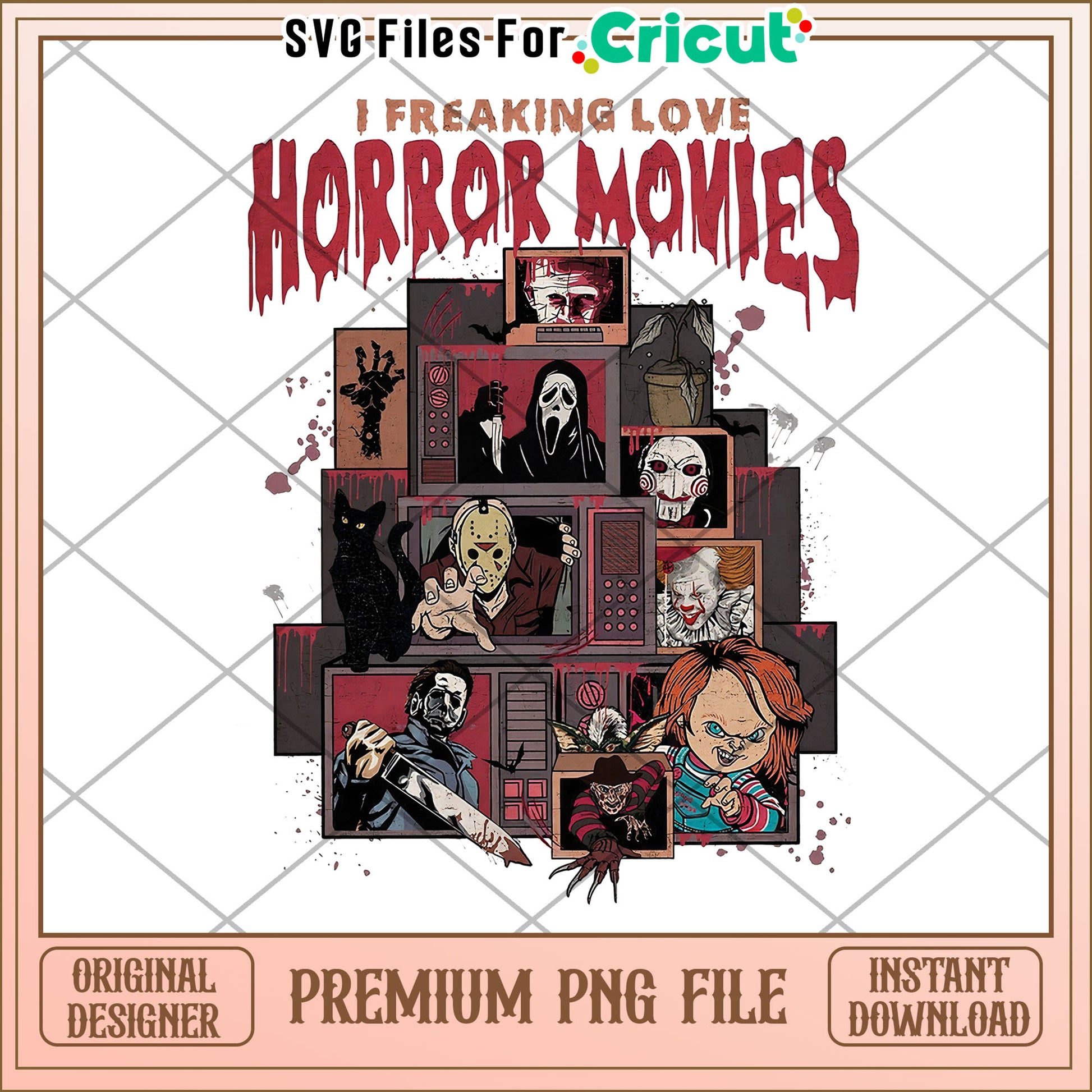 I freaking love horrors movies png, halloween​ decorations​ png, halloween candy​ png