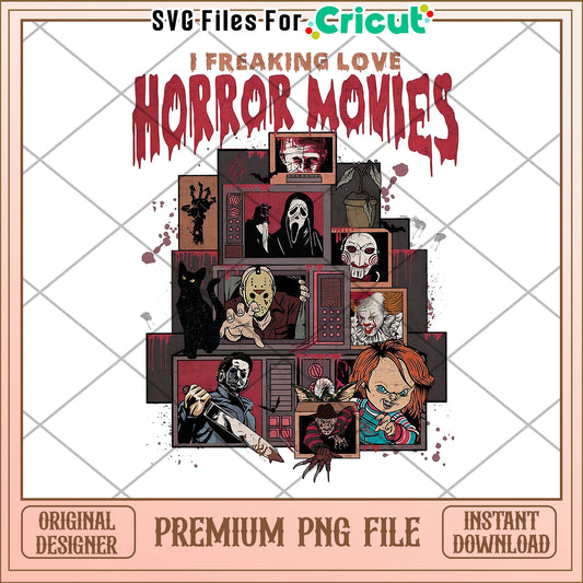 I freaking love horrors movies png, halloween​ decorations​ png, halloween candy​ png