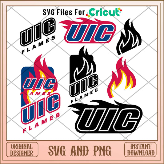 Illinois Chicago Flames svg, Illinois Chicago Flames svg bundle, NCAA svg