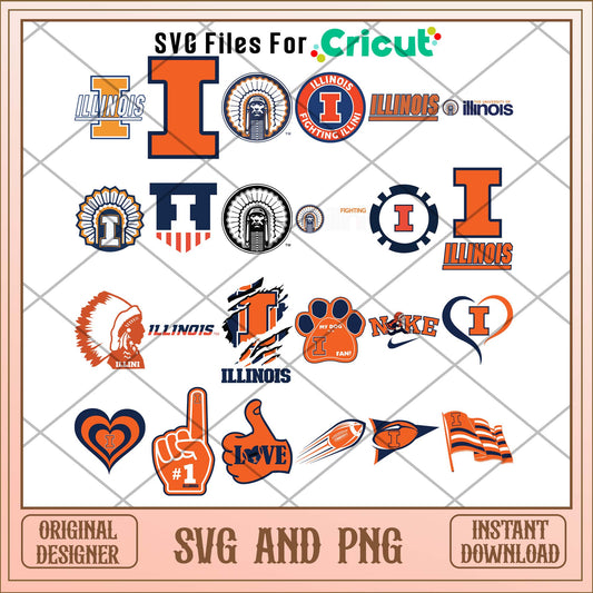 Illinois Fighting svg, Illinois Fighting svg bundle, NCAA svg
