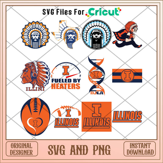 Illinois Fighting fuel svg, Illinois Fighting svg bundle, NCAA svg
