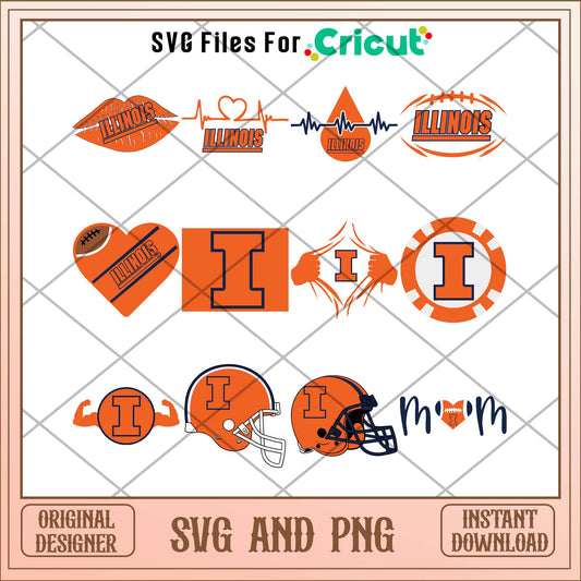 Illinois Fighting helmet svg, Illinois Fighting svg bundle, NCAA svg
