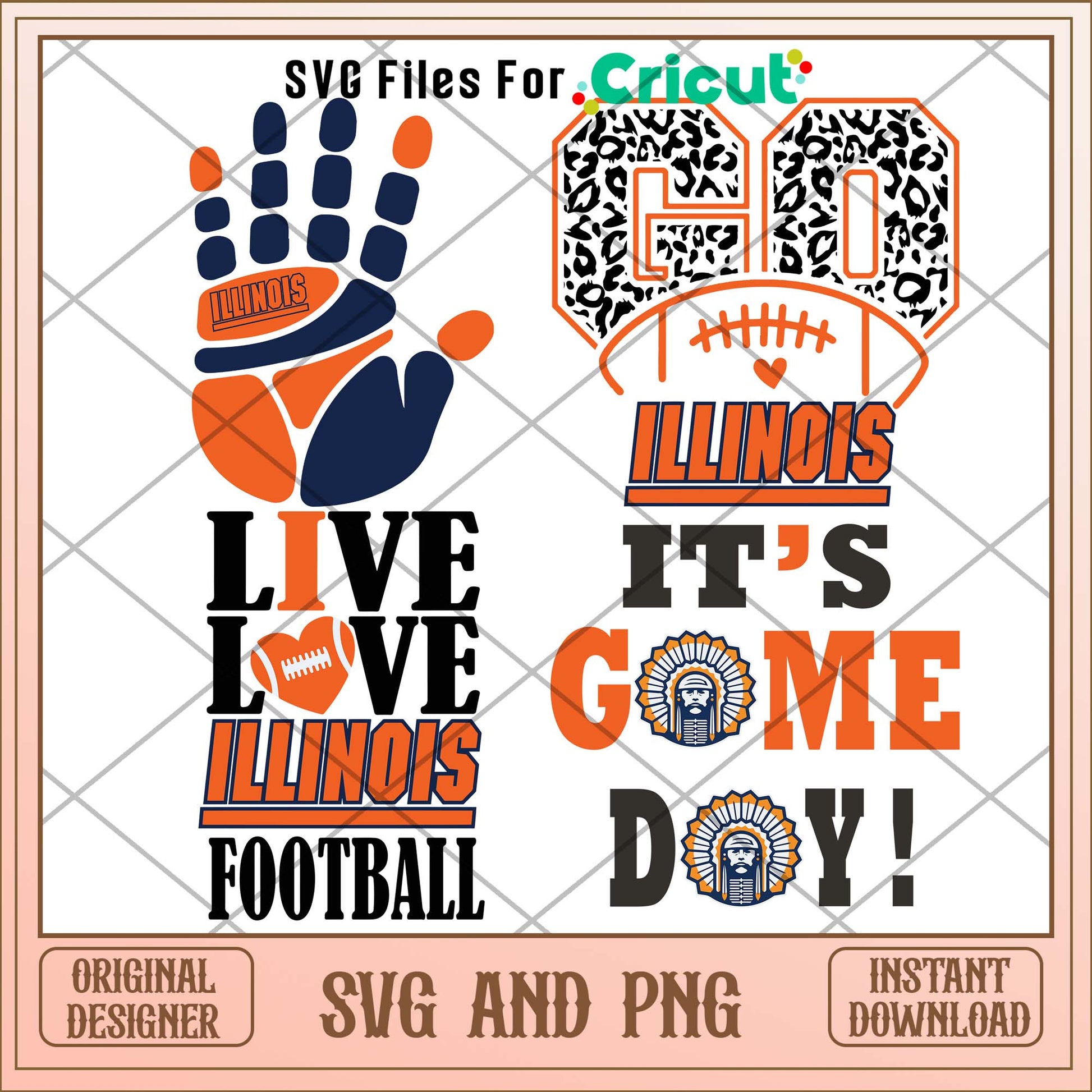 Illinois Fighting game day svg, Illinois Fighting svg bundle, NCAA svg