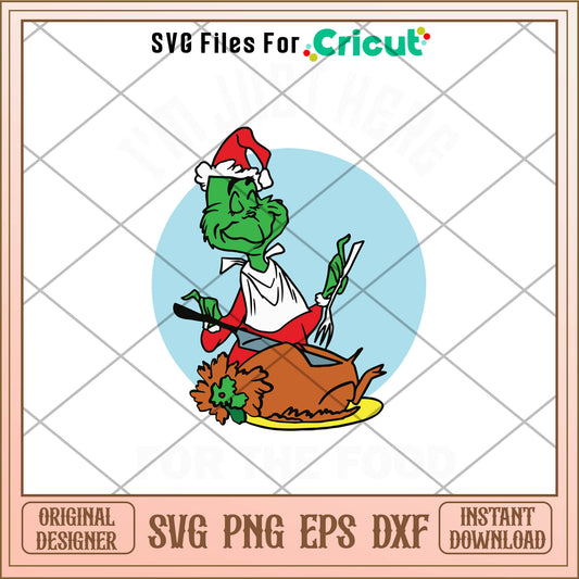Im Just Here For The Food Christmas Grinch Svg, chiefs grinch svg