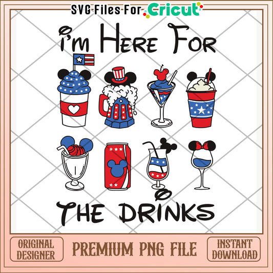 Im here for the drinks png, fun slogan png, party vibe png