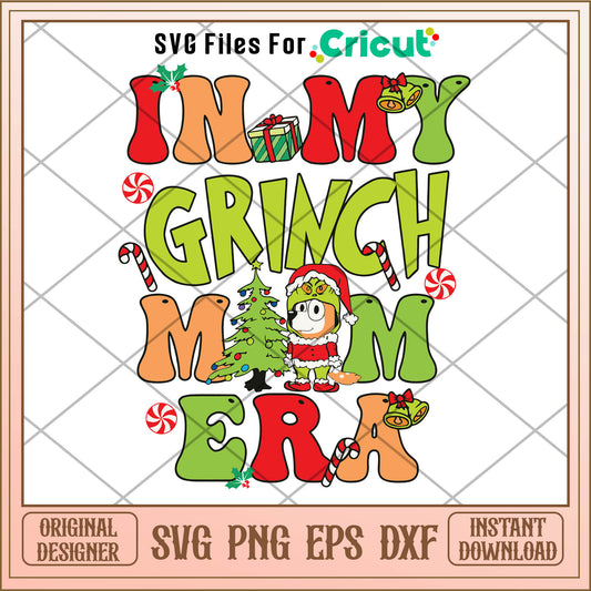 In My Mom Era Merry Bluemas Grinch Vibe SVG chili dog​ svg