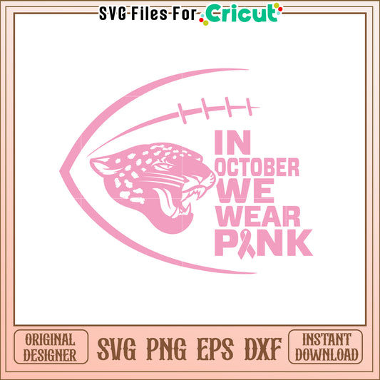 In October We Wear Pink Football SVG Design Cleaning