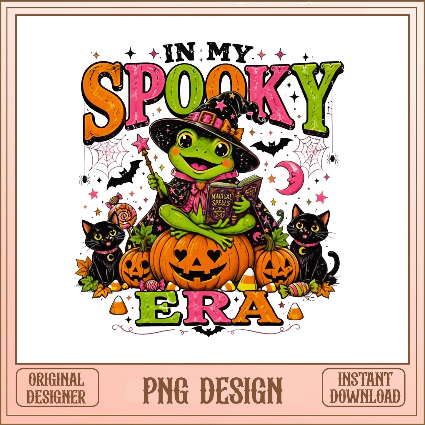 In My Spooky Era PNG, Halloween Frog Witch PNG, Spooky Season PNG