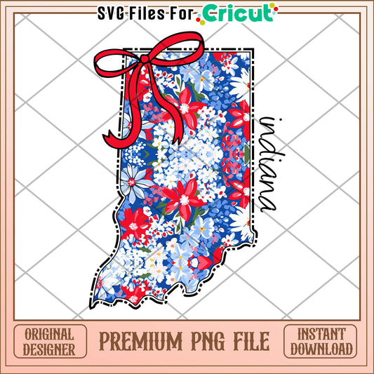 Indiana Floral State PNG Design