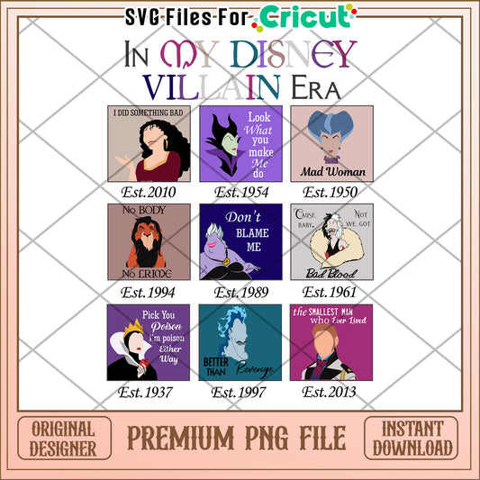 In my disney villain era png, disney vilains png, disney evil characters png