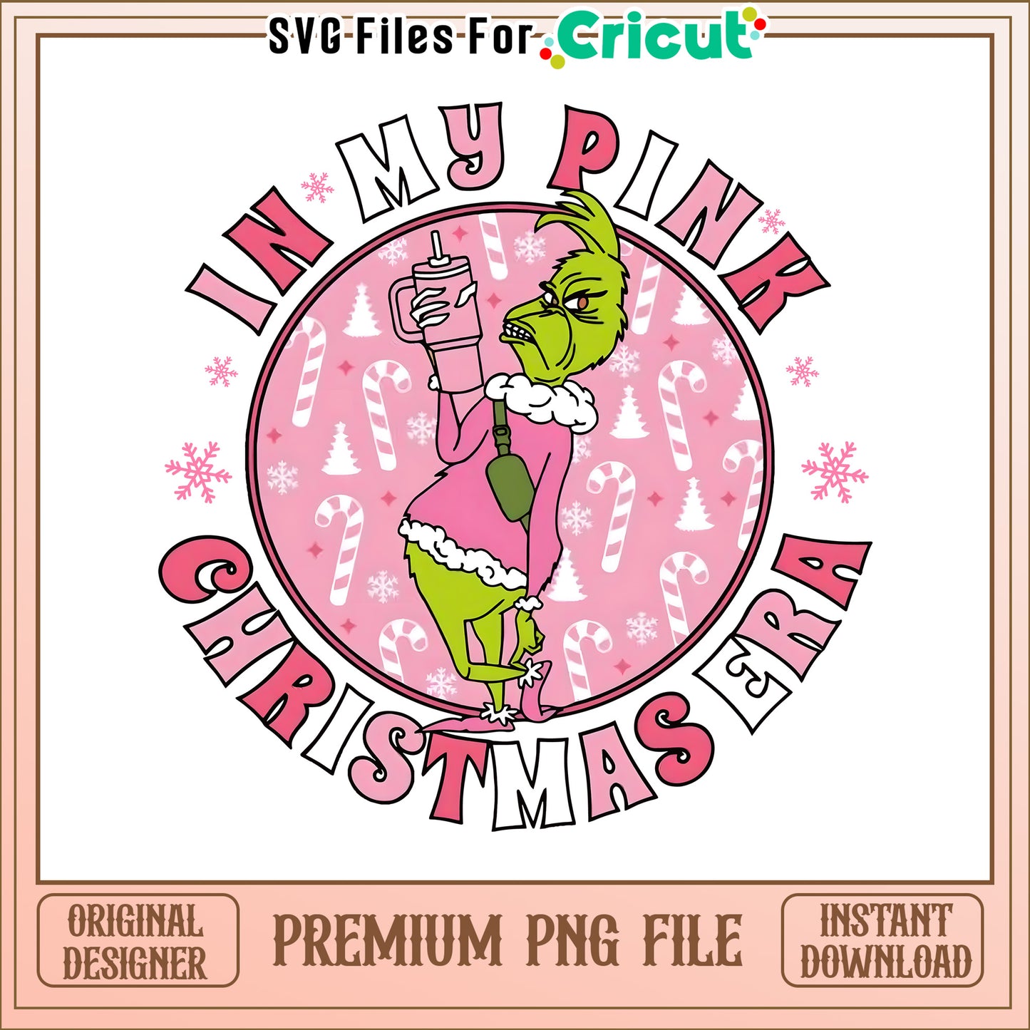 In my pink era grinch christmas png, christmas grinch decor​ png