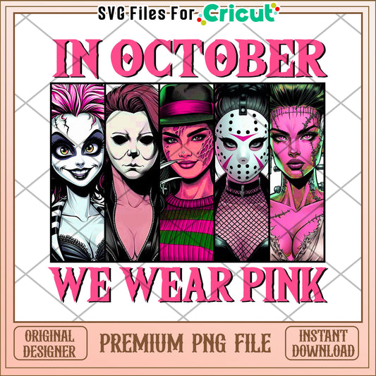 In october we wear pink png, halloween jokes​ png, halloween drawings​ png