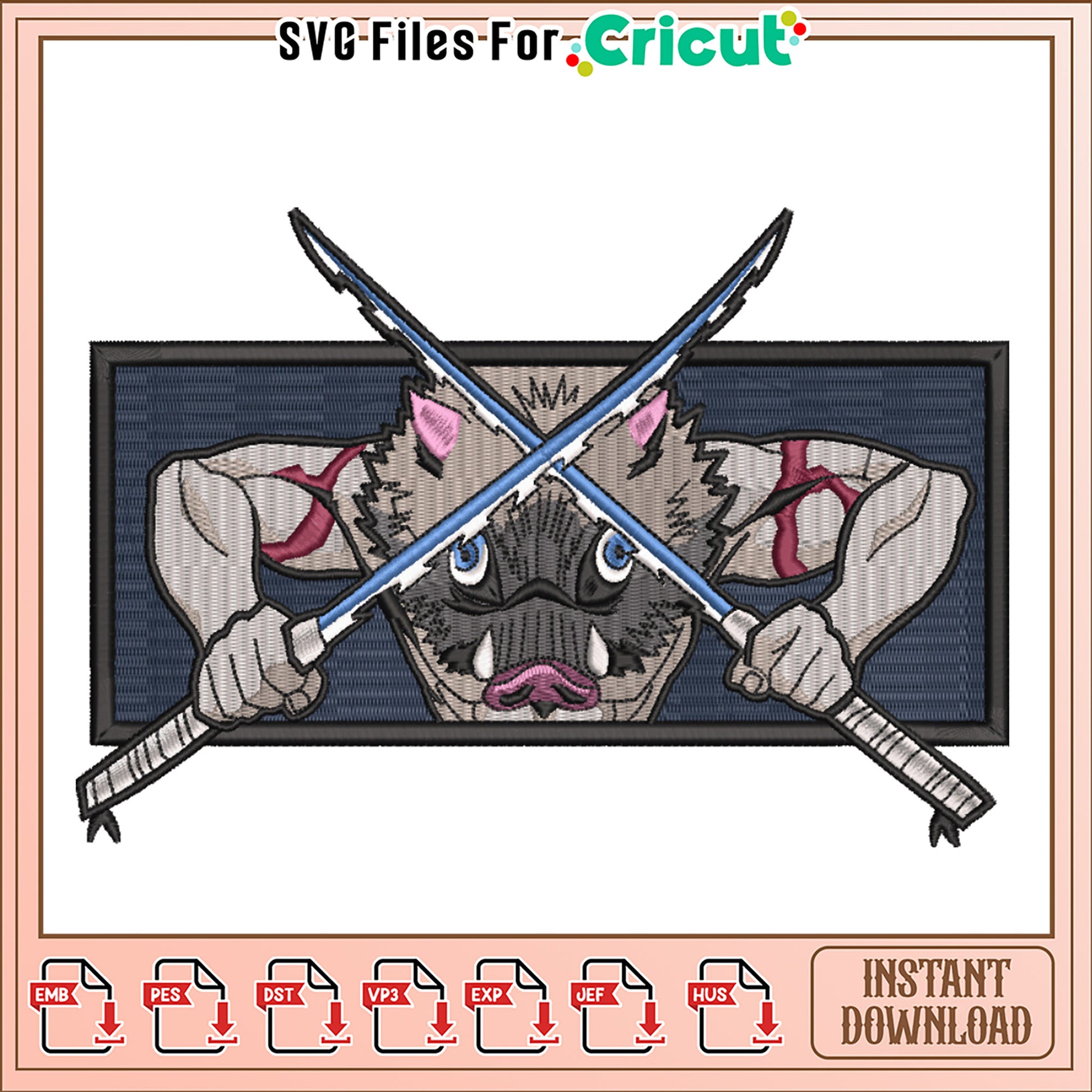 Inosuke Demon Slayer Embroidery Design Instant Download