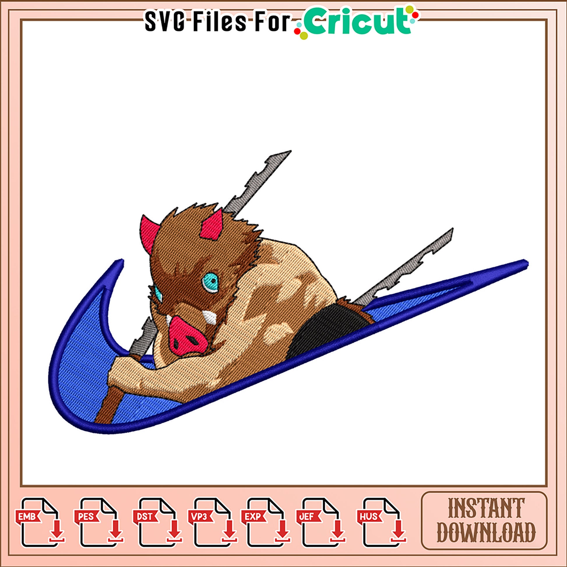 Inosuke Nike Embroidery Design Instant Download