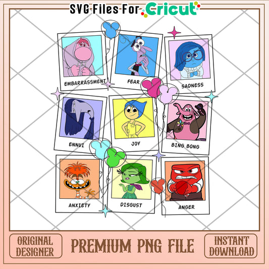 Inside Out PNG Emotions Characters Cricut File