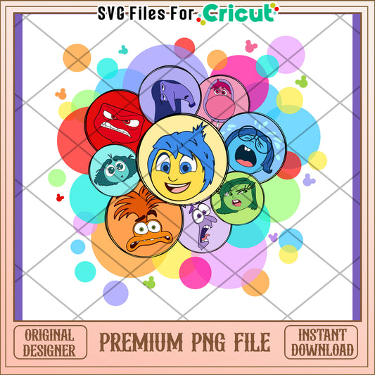 Inside Out PNG Emotions Circle Design
