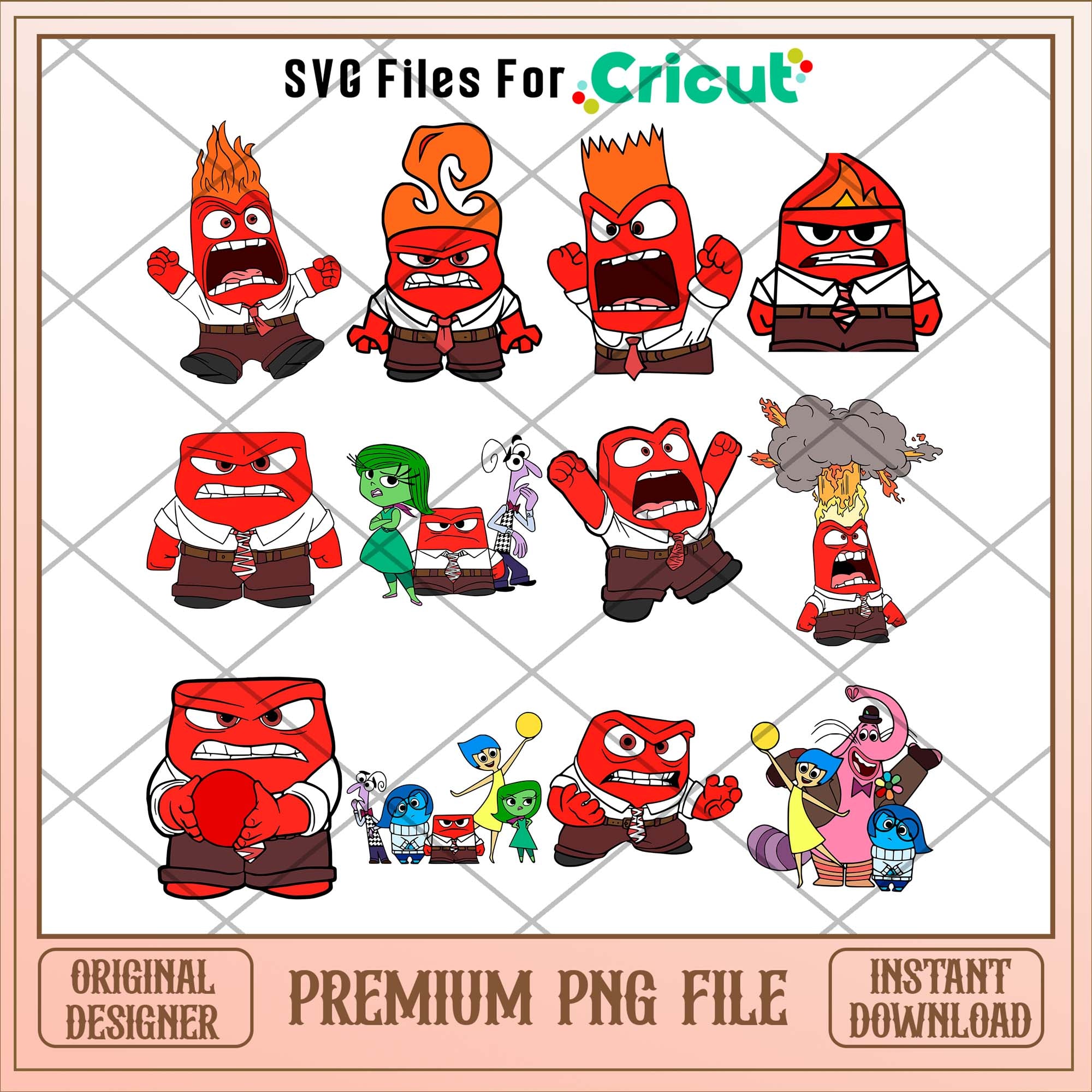 Disney Anger Inside out 2 png bundle – svg files for cricut