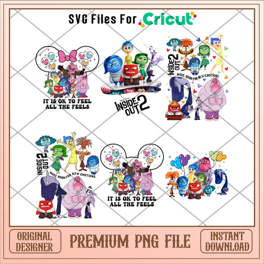 Disney Inside out 2 full characters logo png bundle