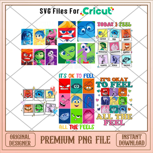 Disney It's okay to feel Inside out 2 png bundle