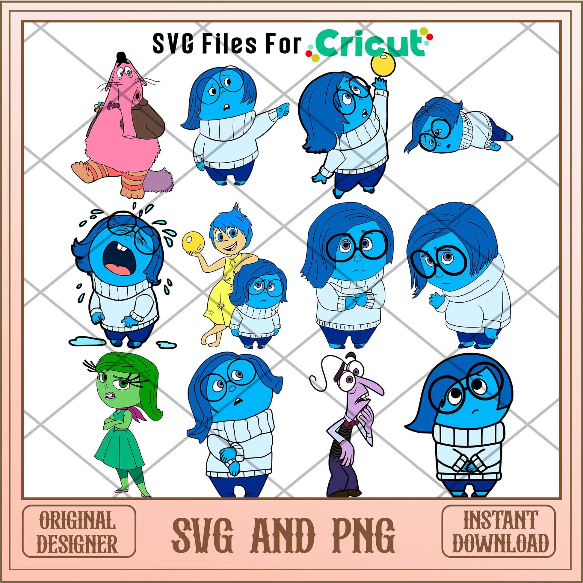 Disney Sadness Inside out 2 svg bundle