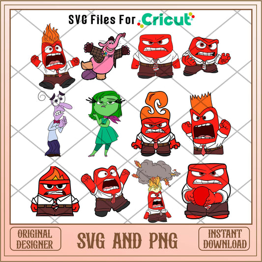 Disney Anger friends Inside out 2 svg bundle