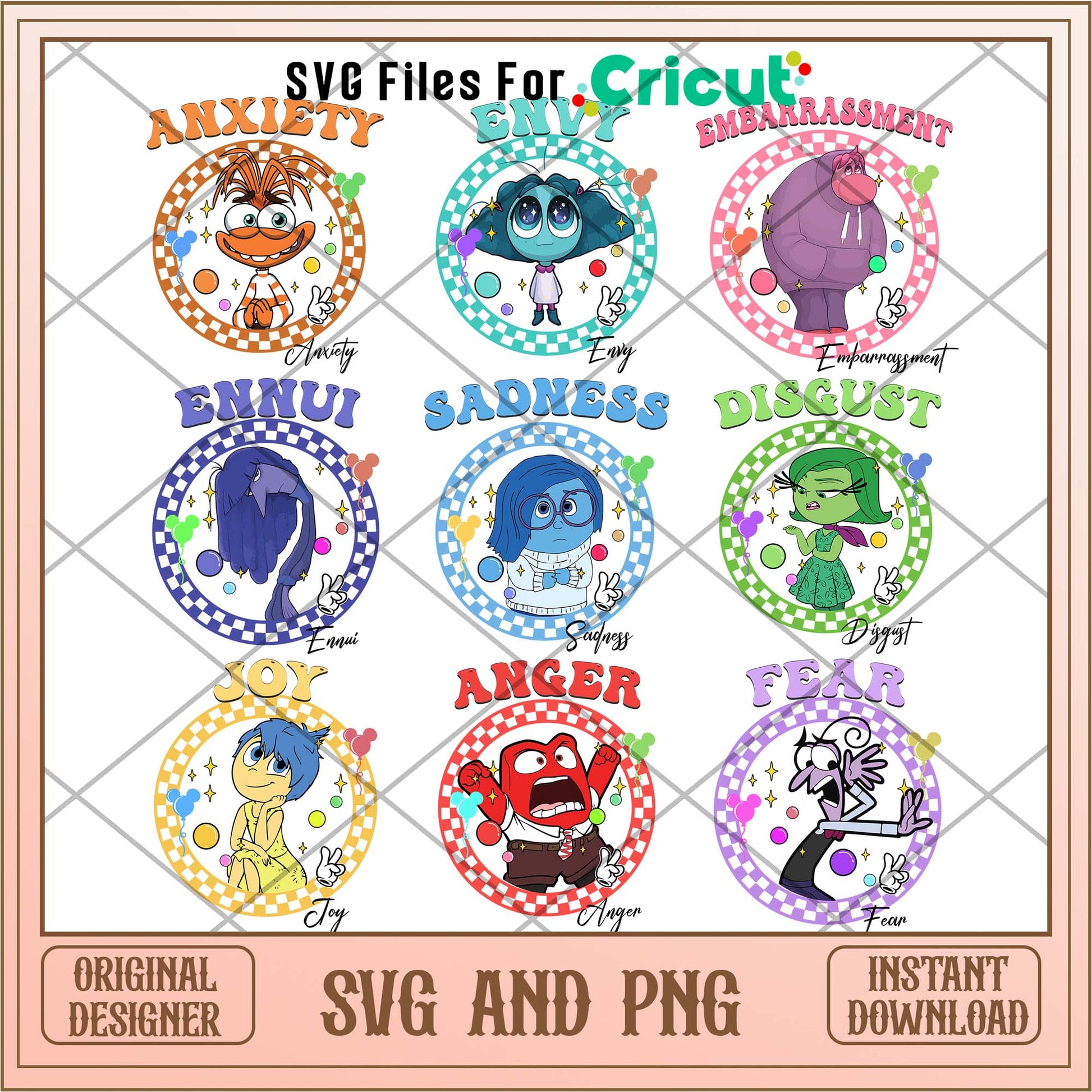 Disney Inside out 2 characters circle svg bundle