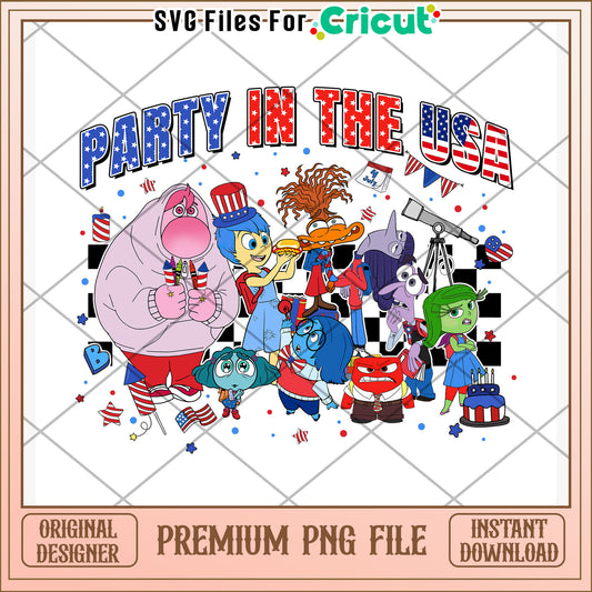 Inside out characters png, 4th of july design png, freedom day png