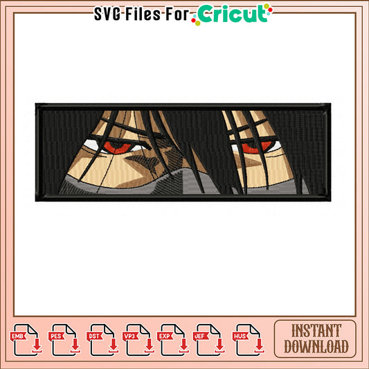 Intricate Embroidery Design of Fierce Character Eyes