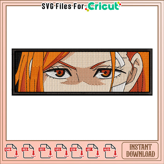 Intricate Embroidery Design of Fiery Eyed Character