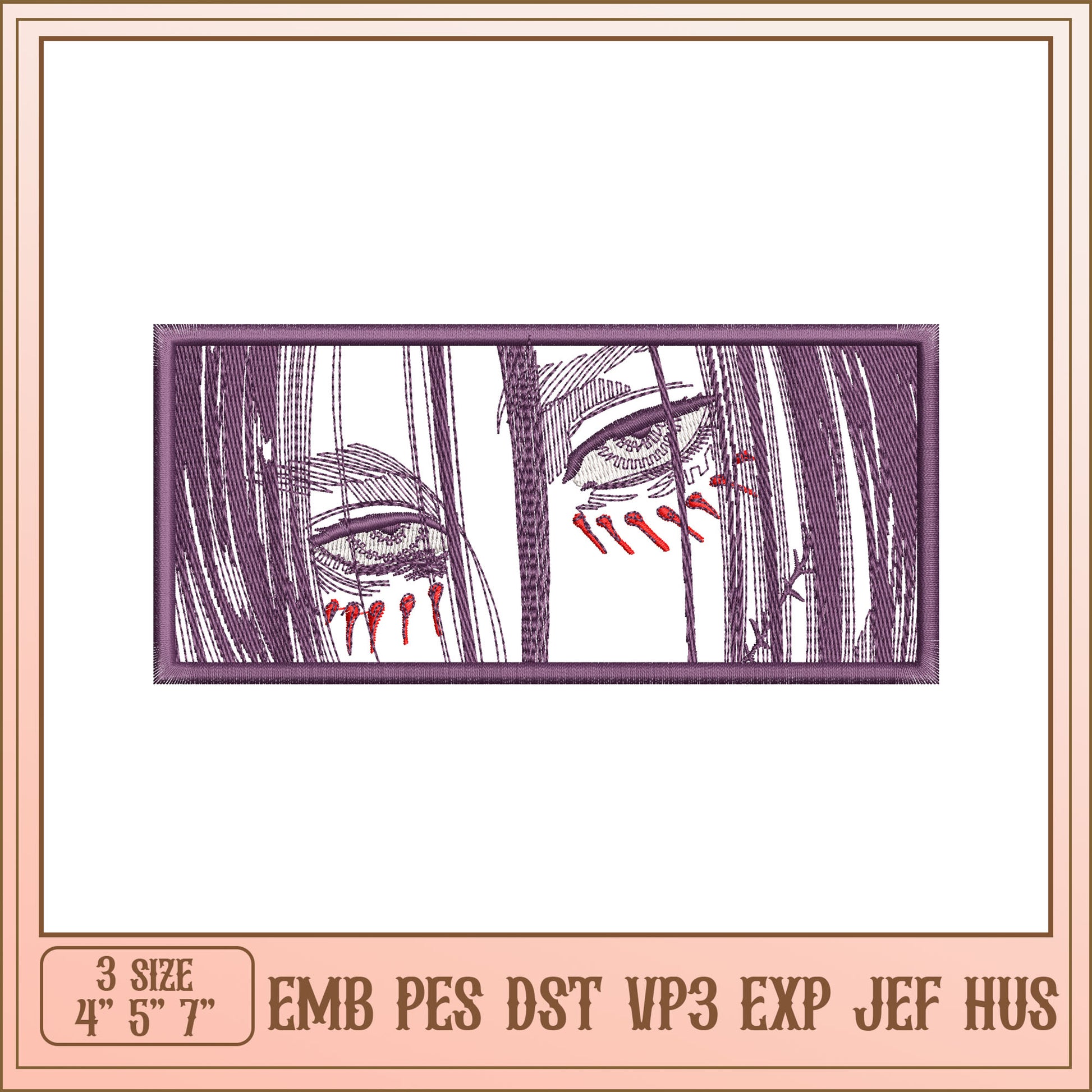 Intricate Eyes Embroidery Design in Three Sizes for Crafting