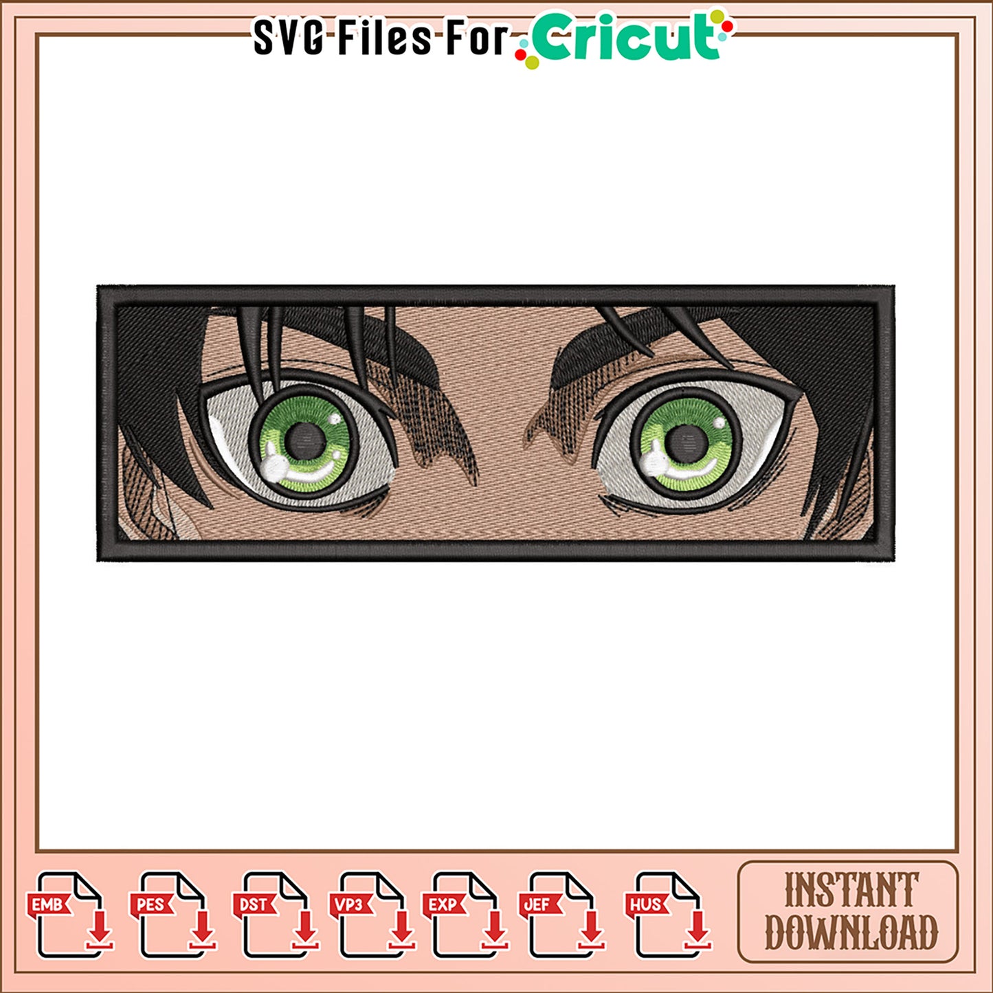 Intriguing Green Eye Embroidery Design for Crafts