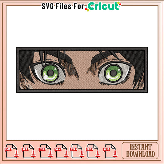 Intriguing Green Eye Embroidery Design for Crafts