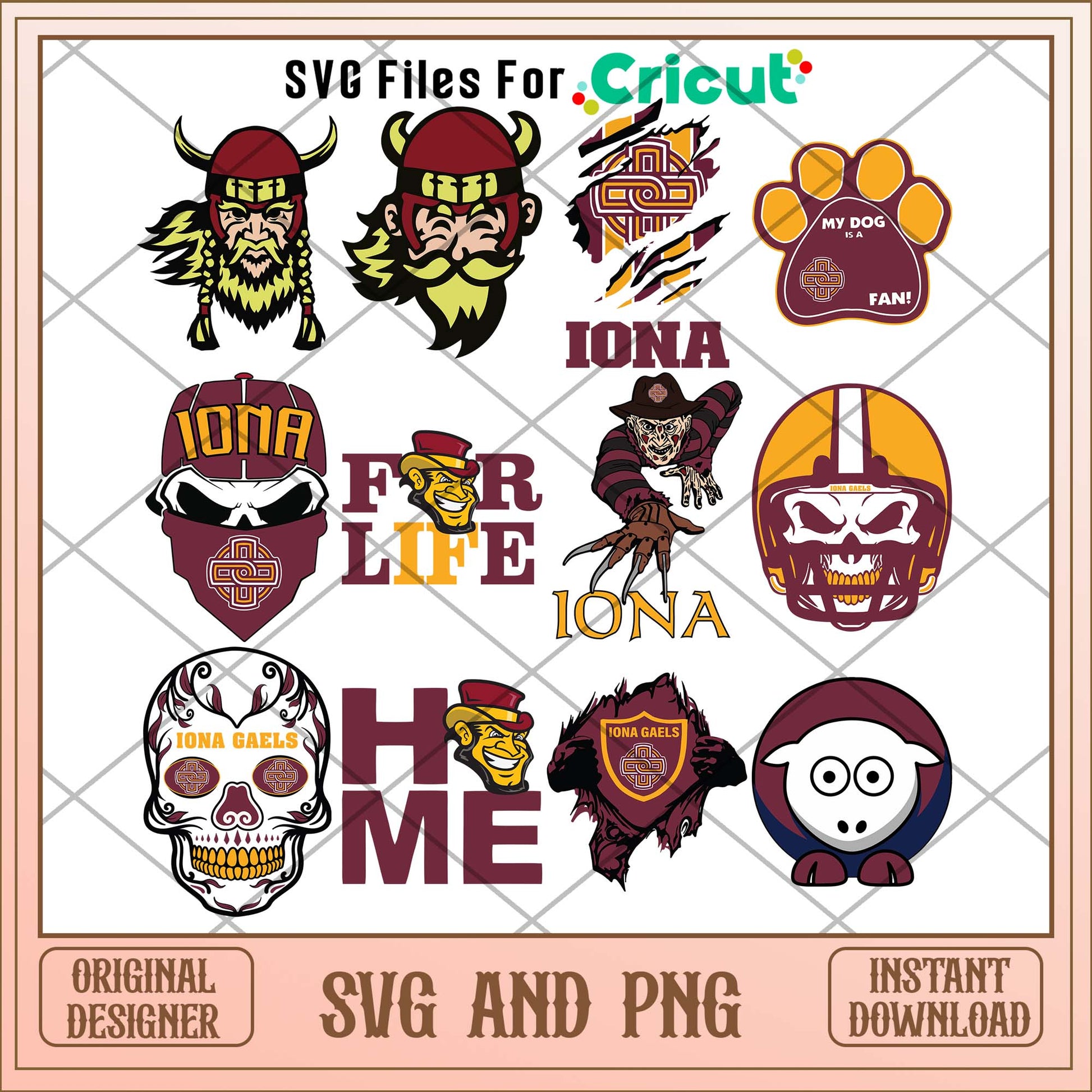 Iona Gaels skull svg, Iona Gaels svg bundle, NCAA svg