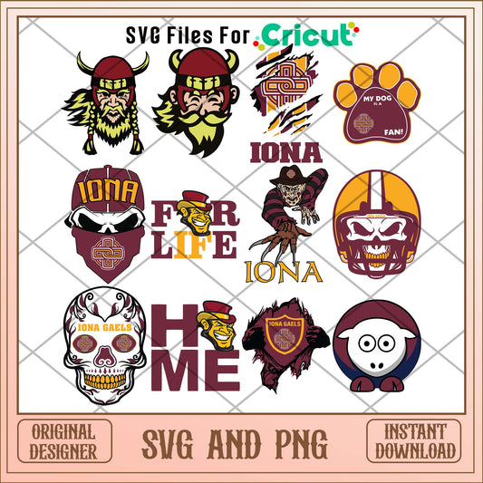 Iona Gaels skull svg, Iona Gaels svg bundle, NCAA svg